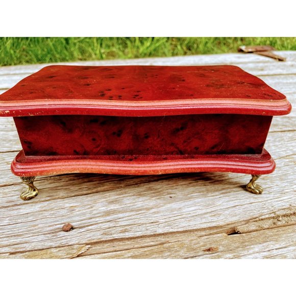 Vintage Footed Jewelry Box Lift top Wood - Picture 10 of 10